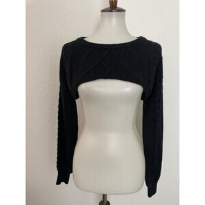 Hera Collection Sweater Super Crop Pullover Distressed Cable Knit